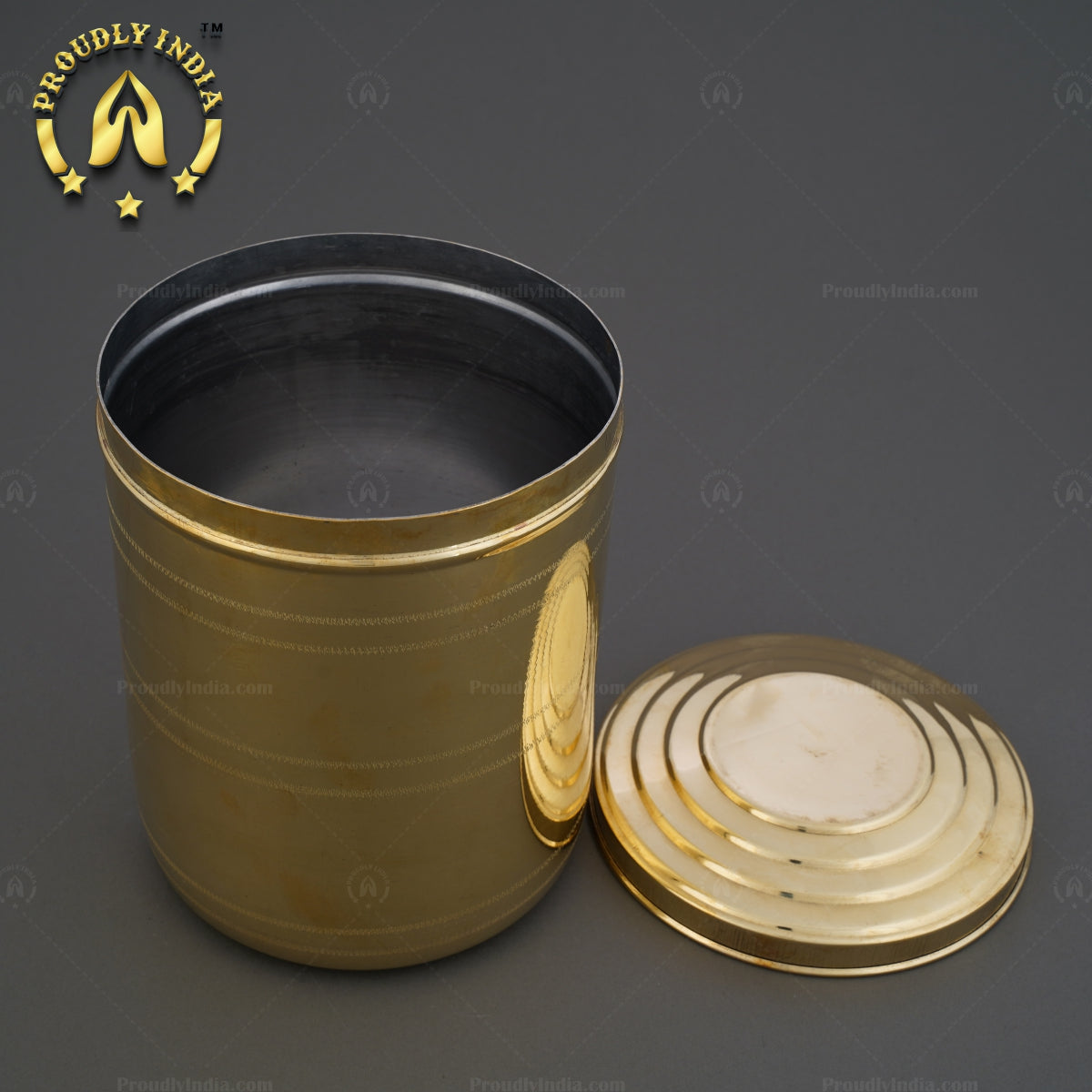 Set of 2 Brass Grain Storage Container