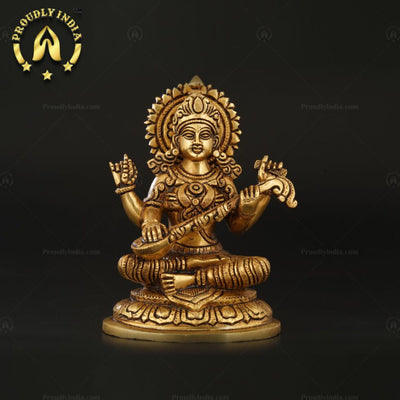 Brass Goddess Saraswati Idol