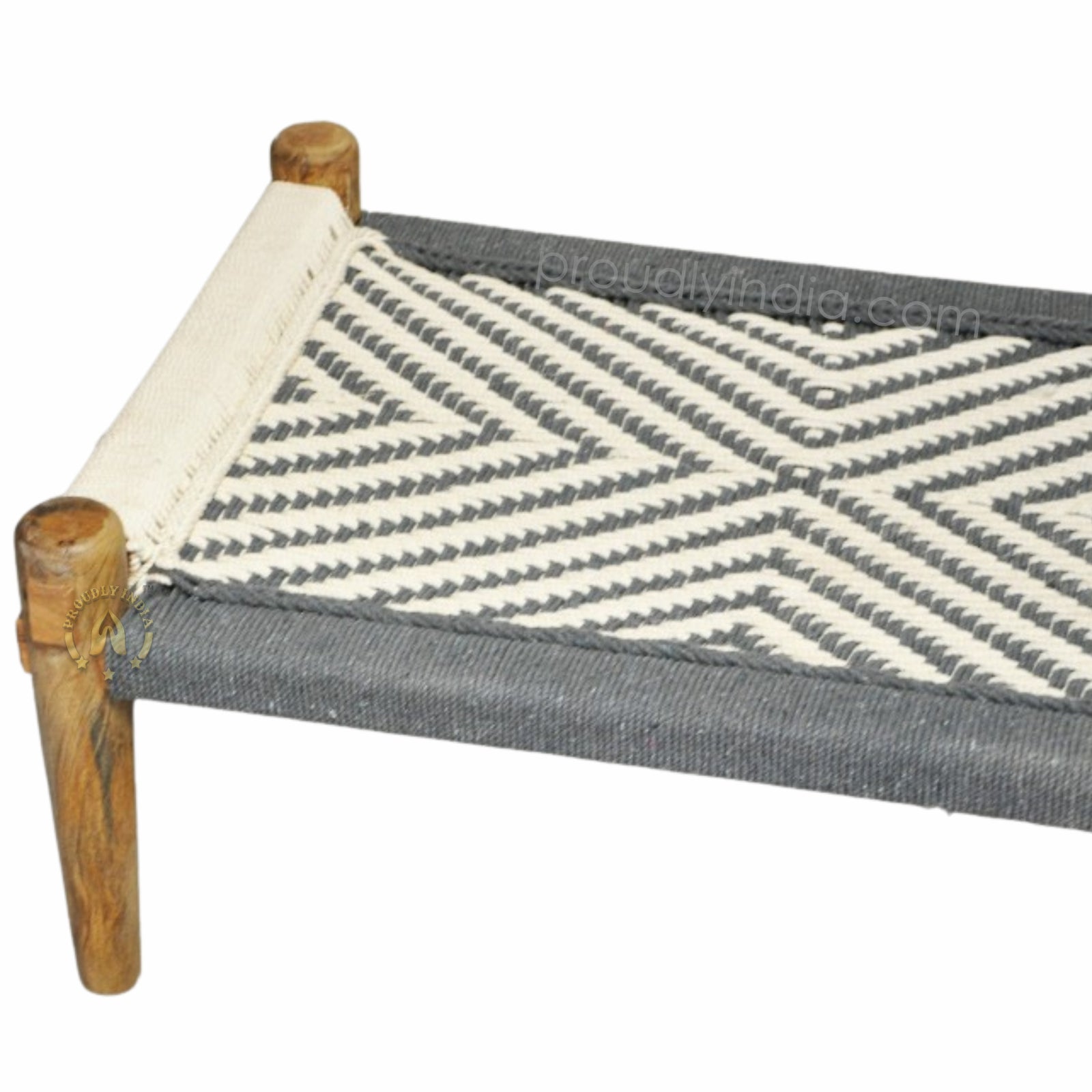 Grey And White wooden Charpai