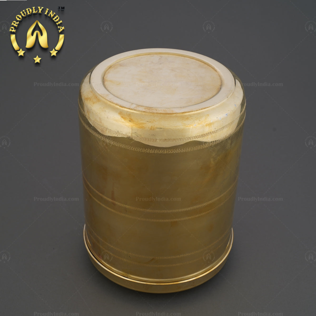 Set of 2 Brass Grain Storage Container