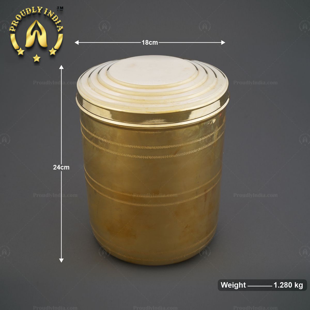 Set of 2 Brass Grain Storage Container