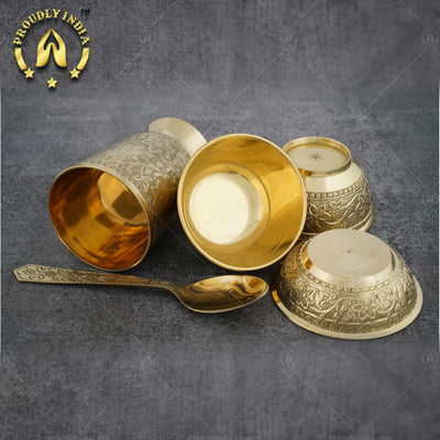 Brass Etched Dinner Thali Set