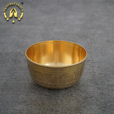 Set Of 2 Engraving Brass Bowl | Vati