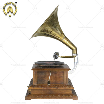 HMV Drawer Gramophone With Gold Brass Horn