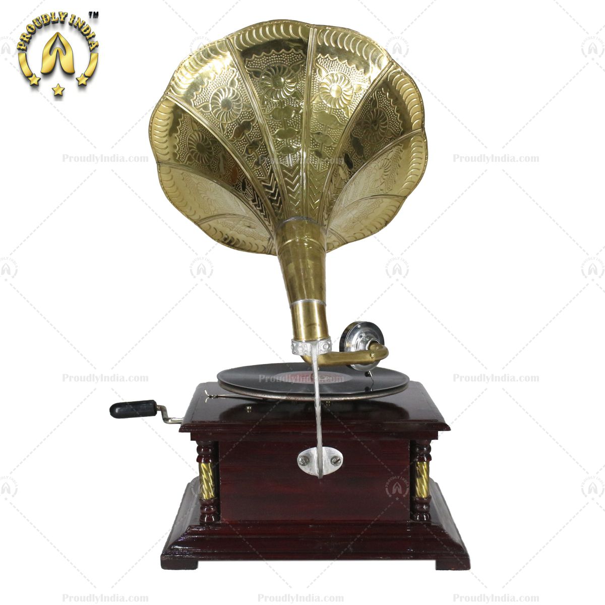 HMV Walnut  Gramophone With Gold Accents
