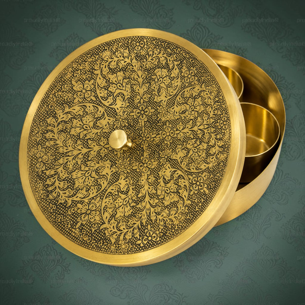 8 Inch Antique Style Floral Spice Box