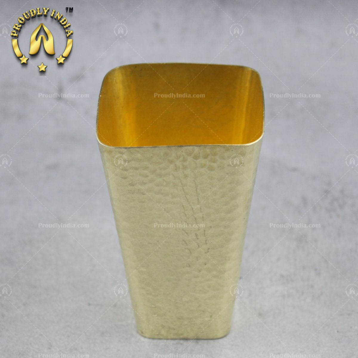 Square Brass Hammered Glass