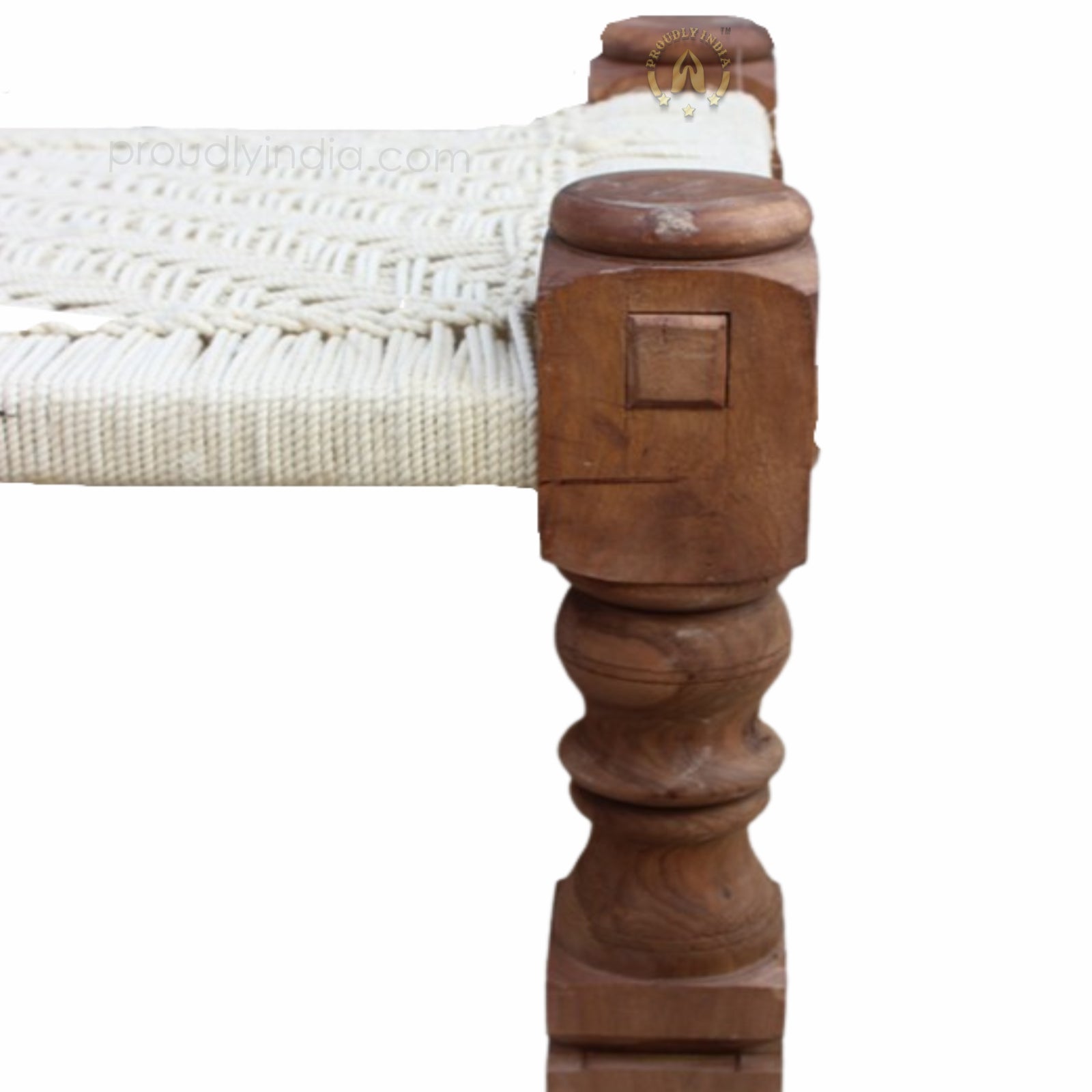 Leg Carved Classy White Wooden Bench