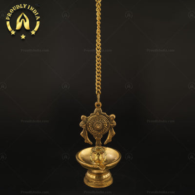 Traditional Brass Wall Hanging Sanghu Chakra Diya Set of 2
