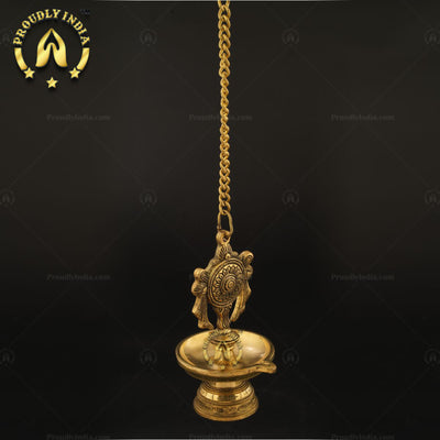 Traditional Brass Wall Hanging Sanghu Chakra Diya Set of 2