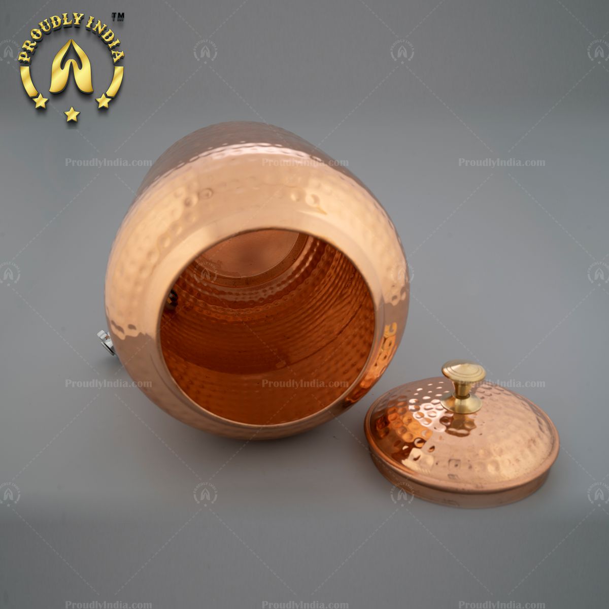 Pure Copper Hammered Water Storage Pot With Lid