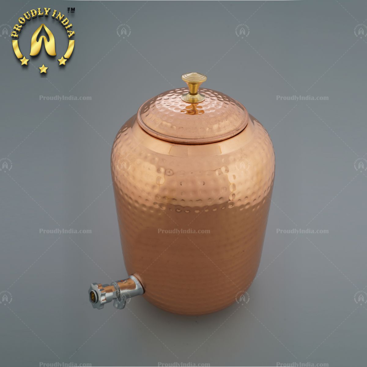 Pure Copper Hammered Water Storage Pot With Lid