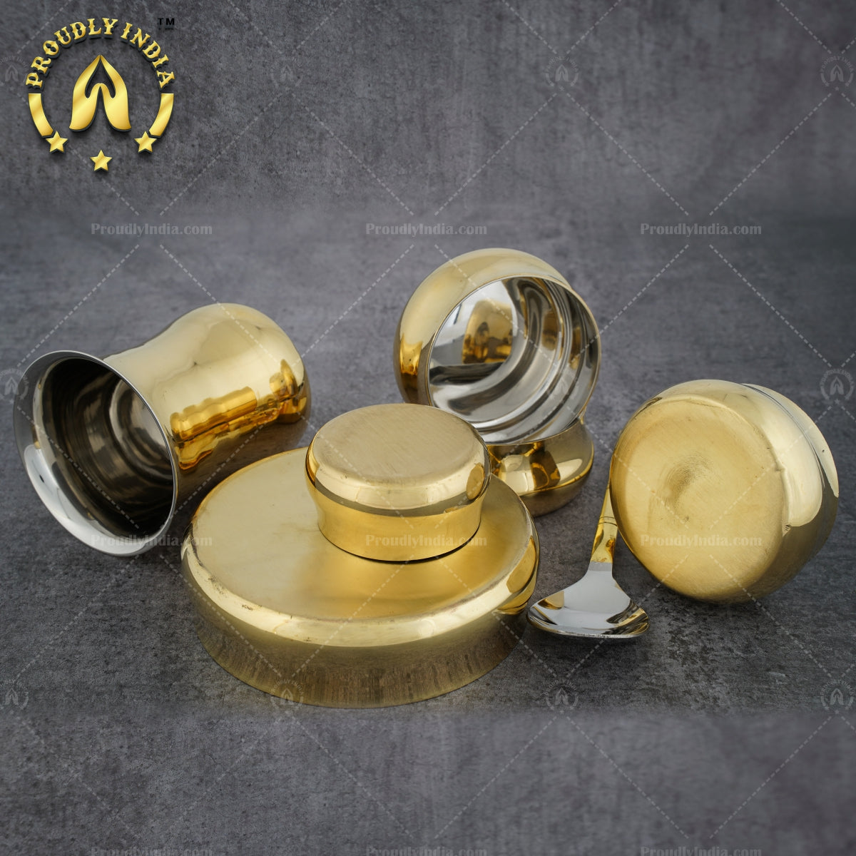 Brass Polished Dinner Thali Set