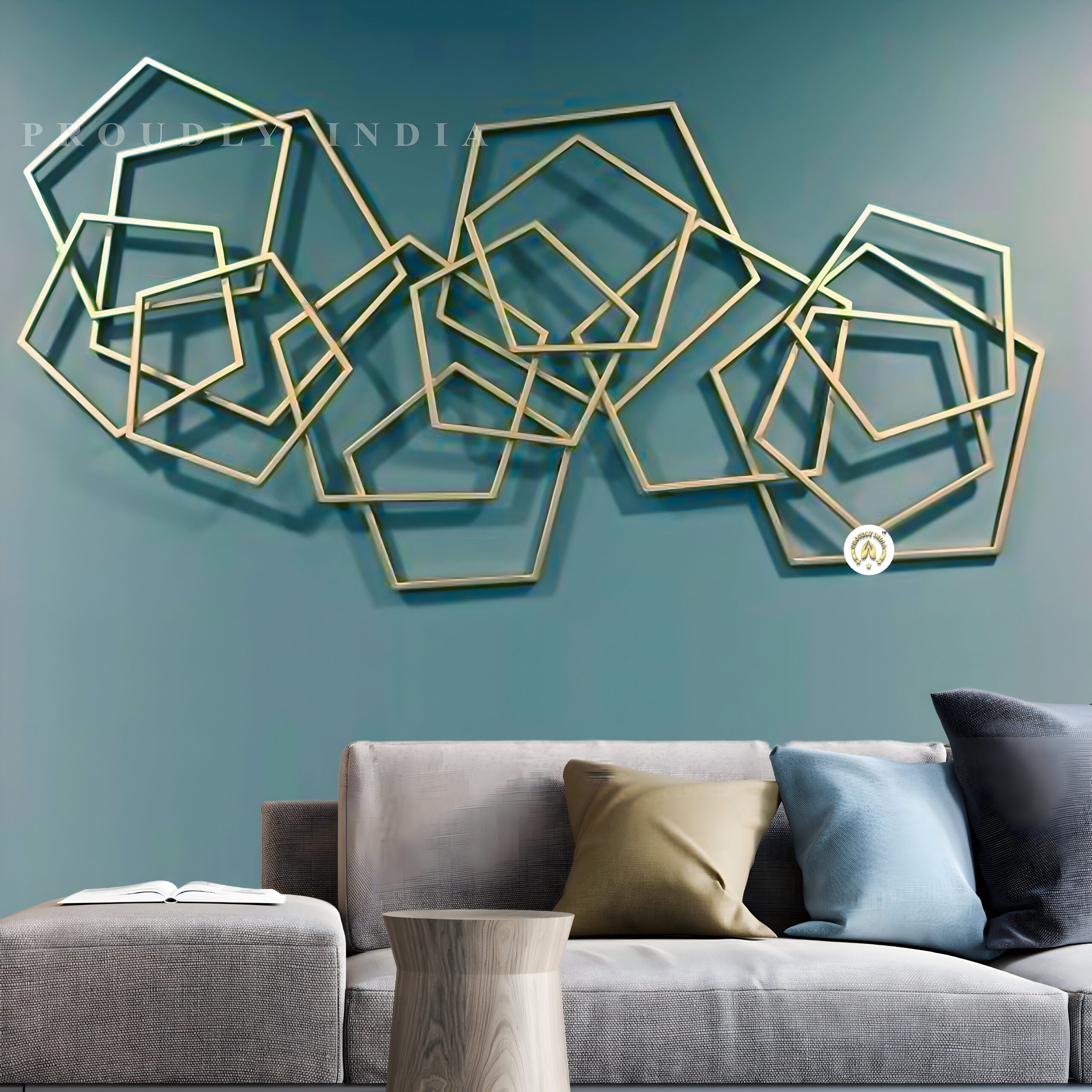 Golden Polygon Poetry Wall Art Mural