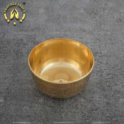 Set Of 2 Engraving Brass Bowl | Vati
