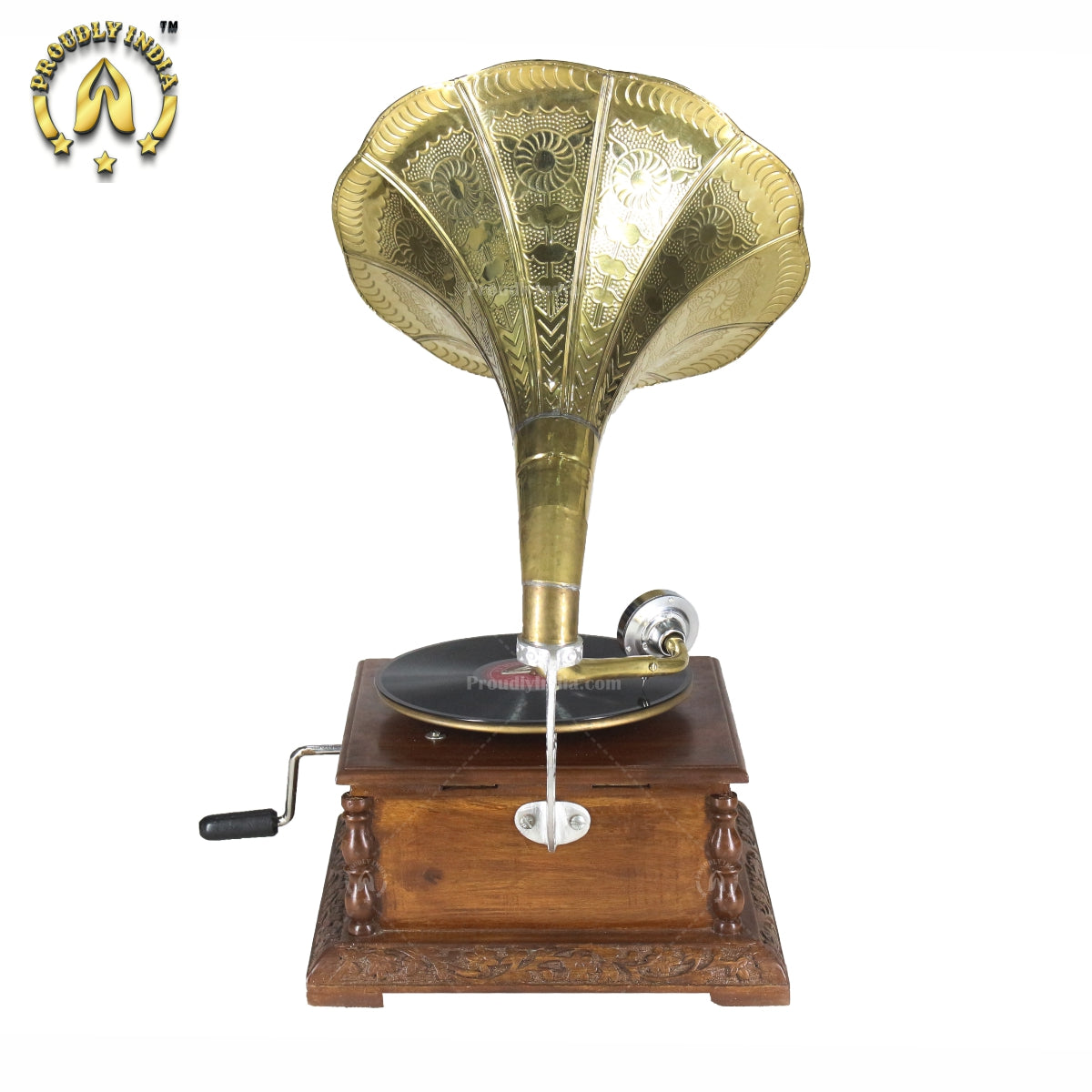 Walnut HMV Gramophone With Tapered Pillar Base and Horn