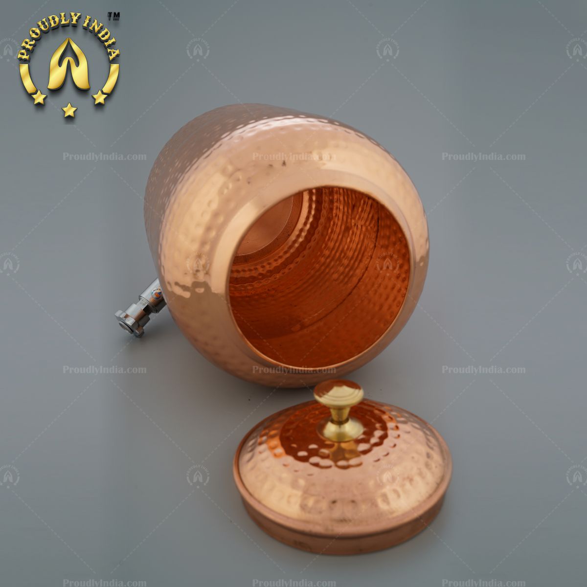 Pure Copper Hammered Water Storage Pot With Lid