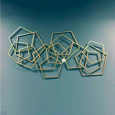 Golden Polygon Poetry Wall Art Mural
