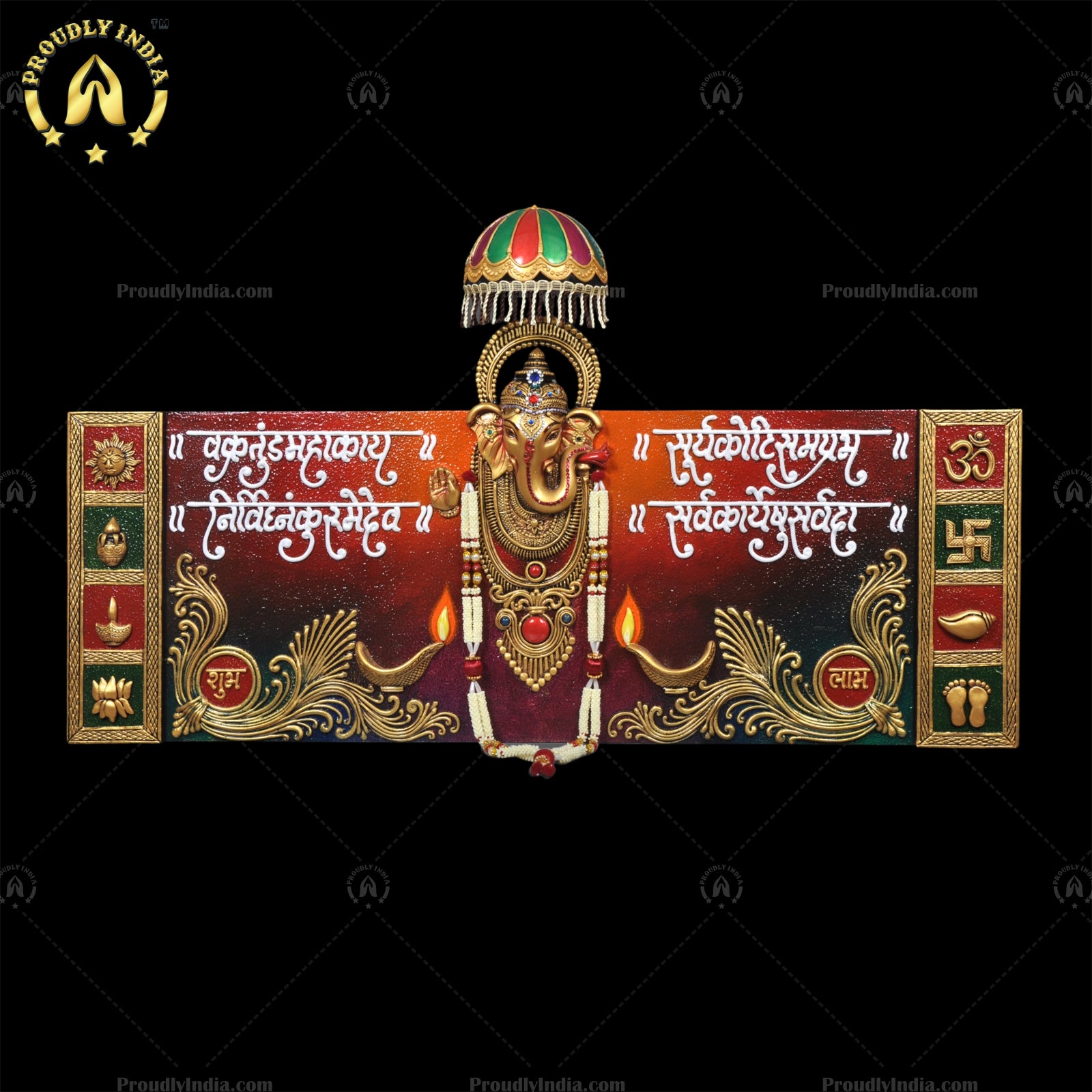 Duco Paint Wooden Chatri Mural Ashirwad Ganesh/Chatri Ashirwad Ganesh Mural, For Decoration