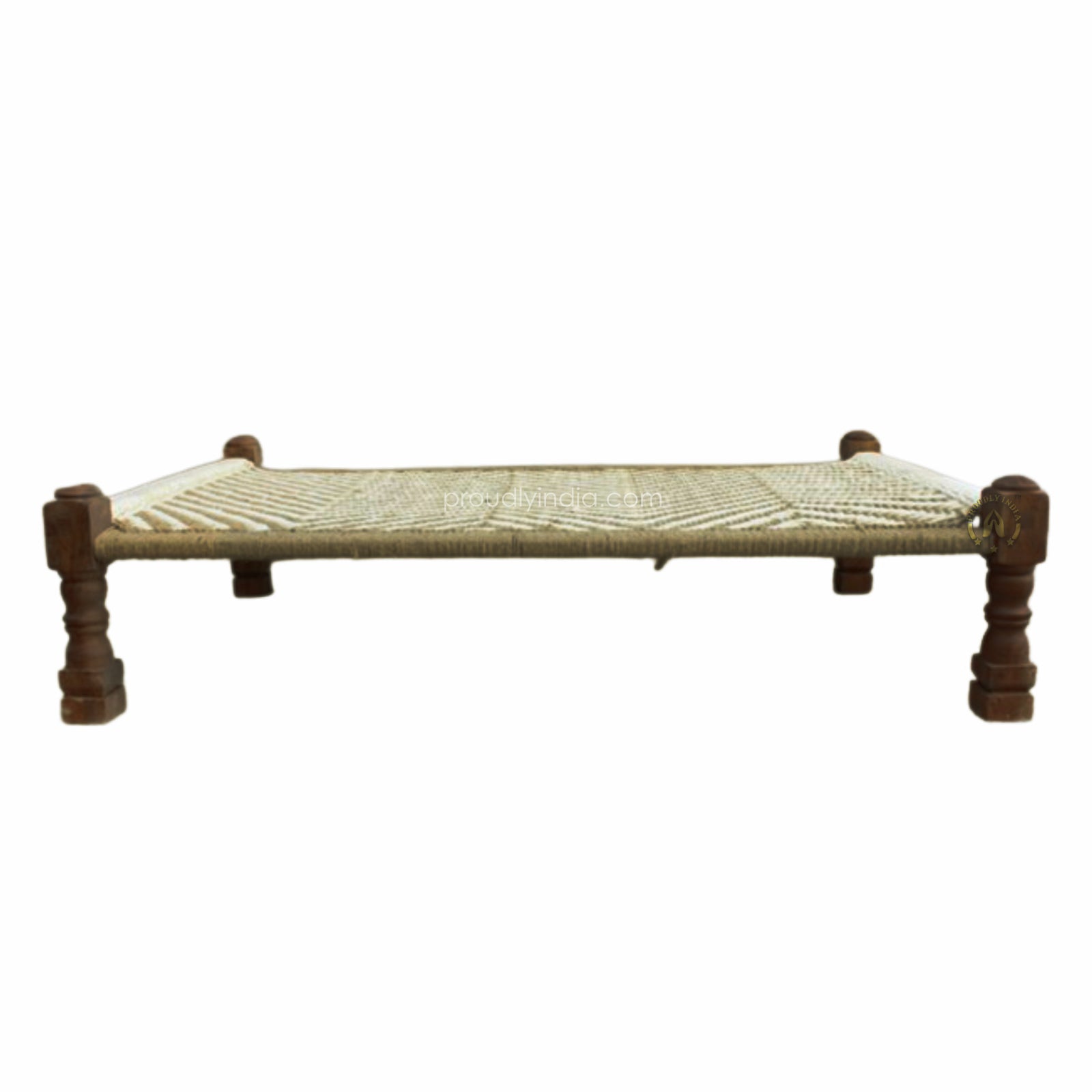 Leg Carved White Beige Manjhi Charpai Outdoor