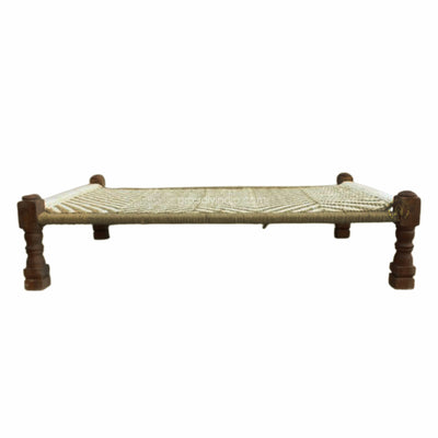 Leg Carved White Beige Manjhi Charpai Outdoor