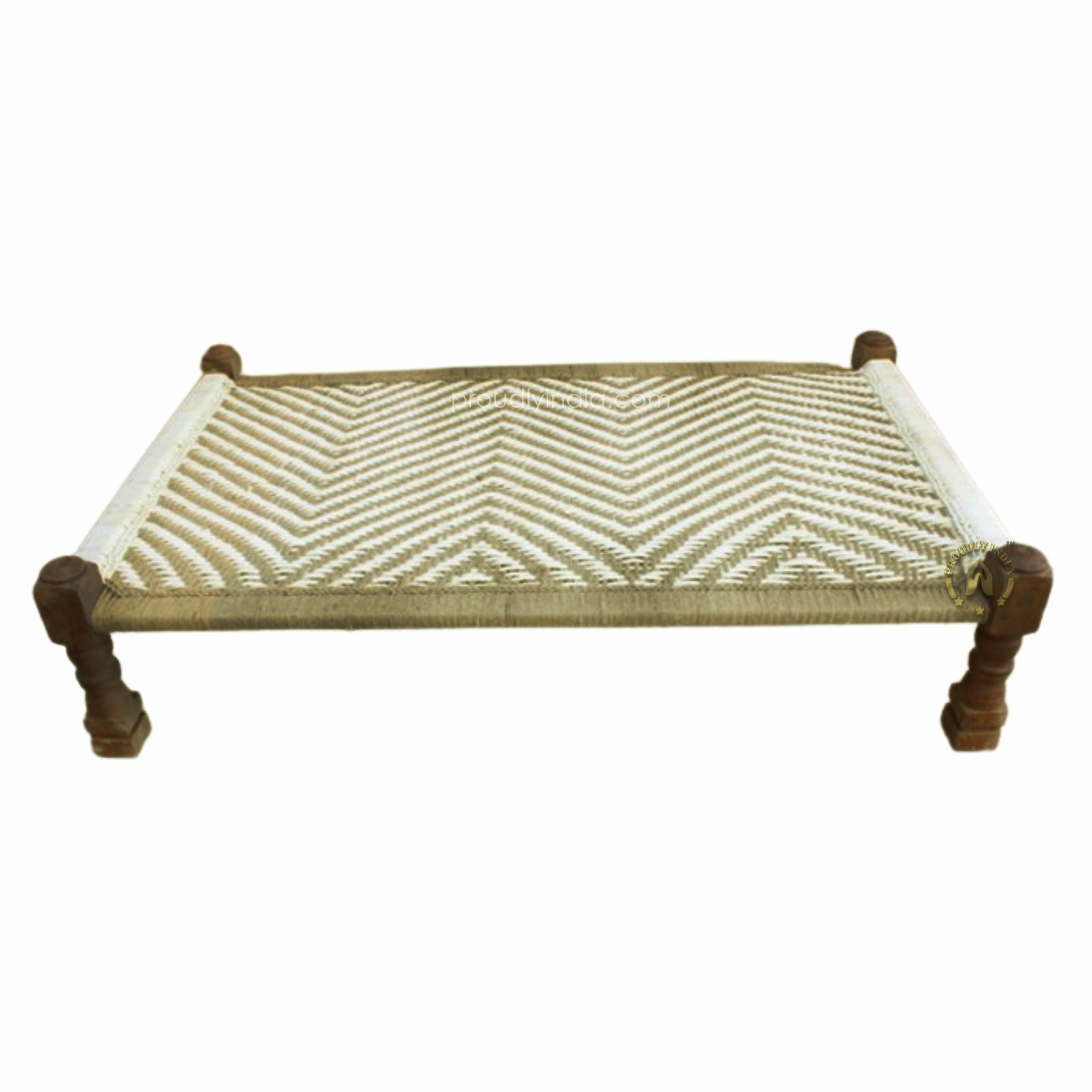 Leg Carved White Beige Manjhi Charpai Outdoor