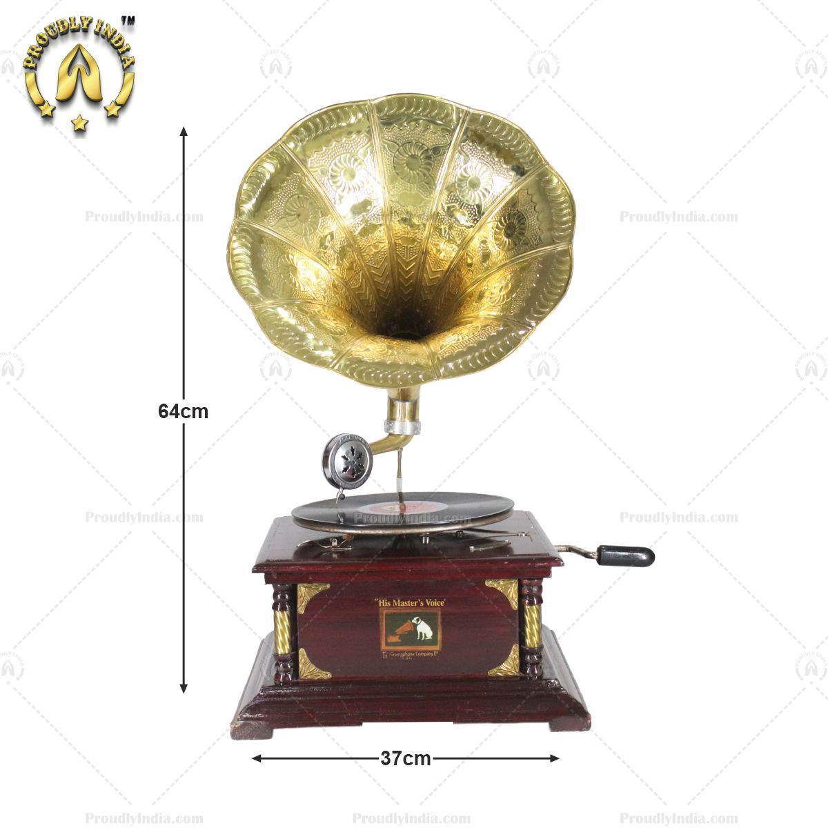 HMV Walnut  Gramophone With Gold Accents