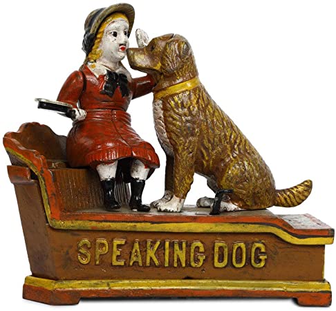 Iron Made Antique Style Speaking Dog Money Piggy Bank