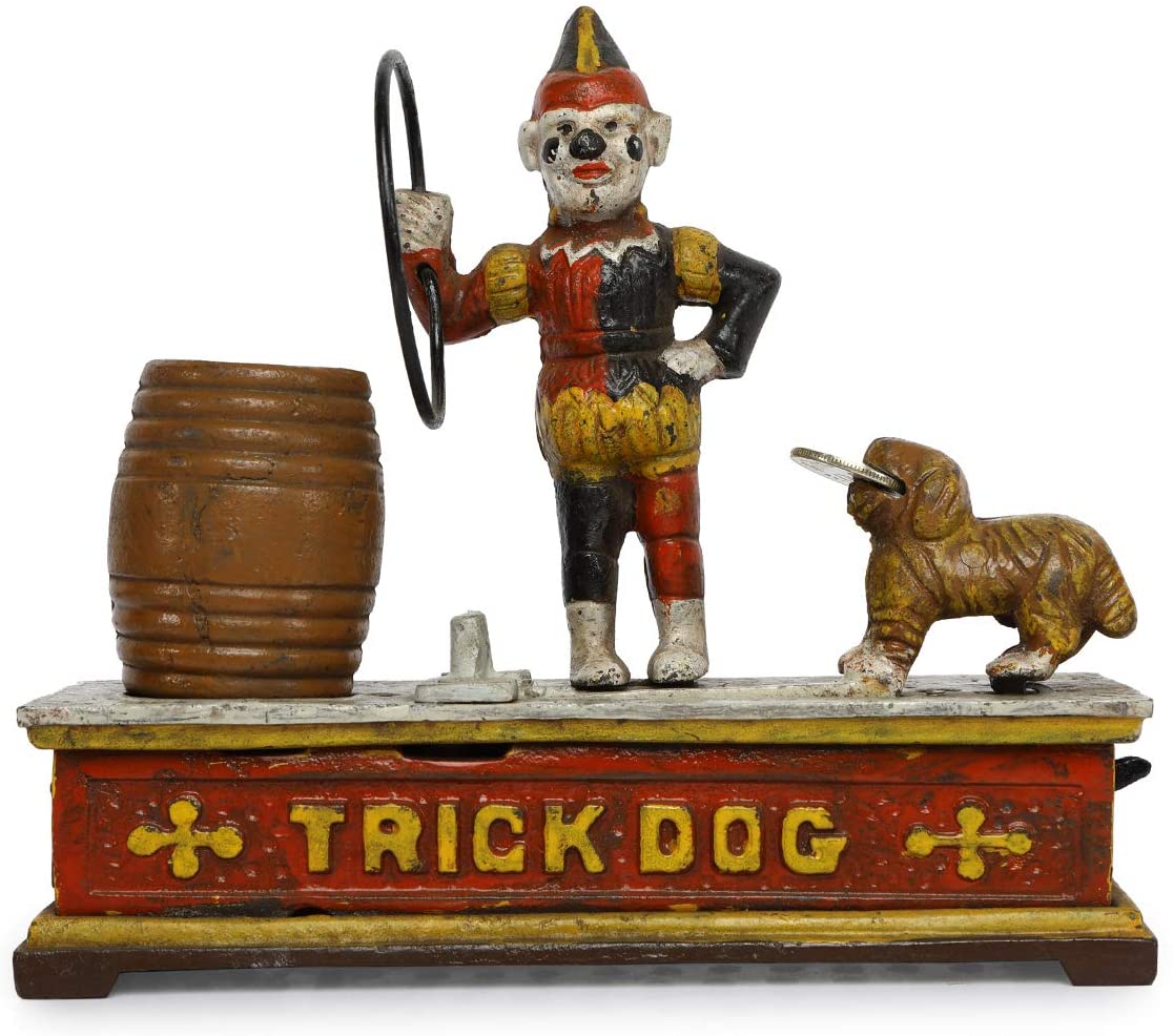 Iron Made Creative Barrale Money-Trick Dog Piggy Bank