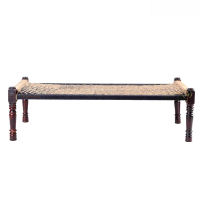 Black and Beige Cotton Rope Charpai