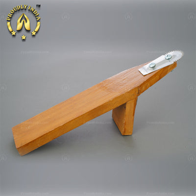 Traditional Iron Vegetable Cutter, Wood Coconut Thiruvi