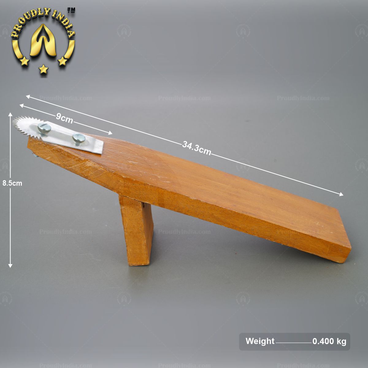 Traditional Iron Vegetable Cutter, Wood Coconut Thiruvi
