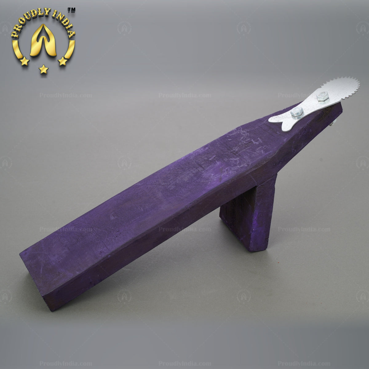 Traditional Iron Vegetable Cutter, Wood Coconut Thiruvi