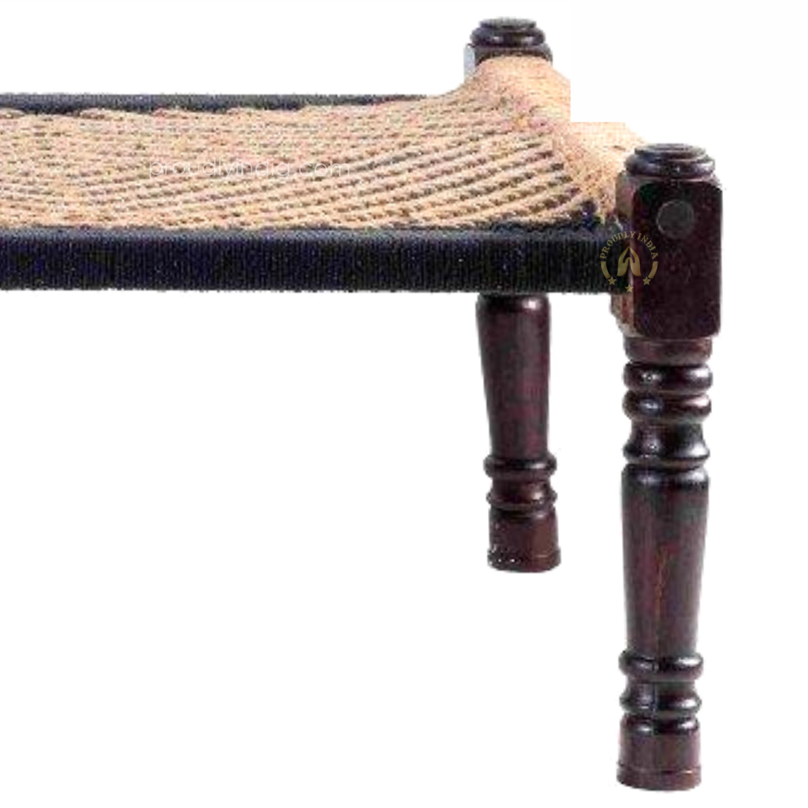 Black and Beige Cotton Rope Charpai