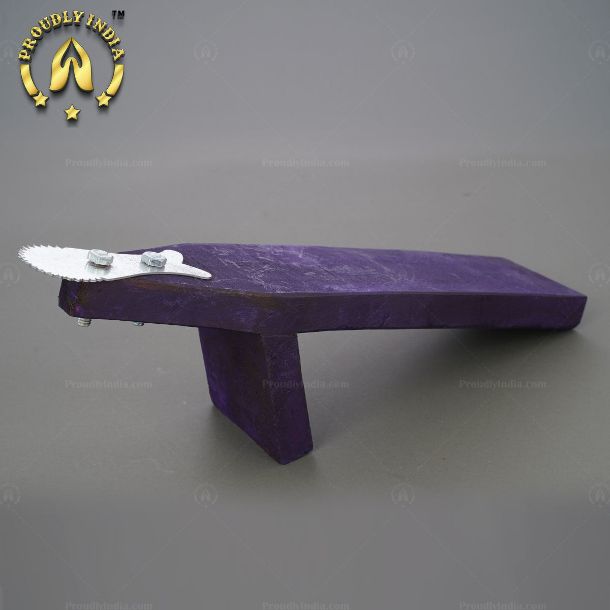 Traditional Iron Vegetable Cutter, Wood Coconut Thiruvi