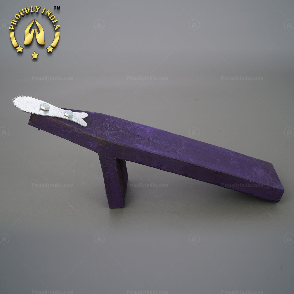 Traditional Iron Vegetable Cutter, Wood Coconut Thiruvi