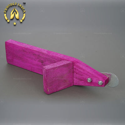 Traditional Iron Vegetable Cutter, Wood Coconut Thiruvi