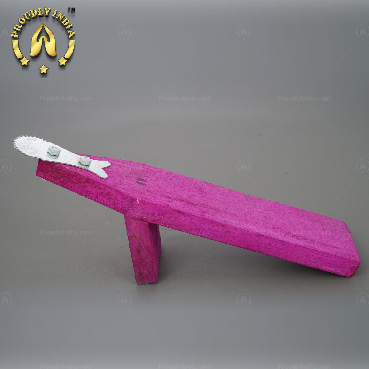 Traditional Iron Vegetable Cutter, Wood Coconut Thiruvi