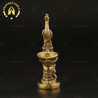 Buy Traditional Brass Handmade Peacock Shape Diya Set