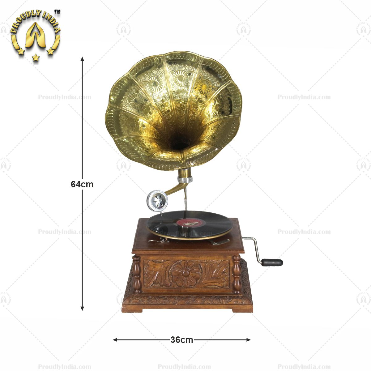 Walnut HMV Gramophone With Tapered Pillar Base and Horn