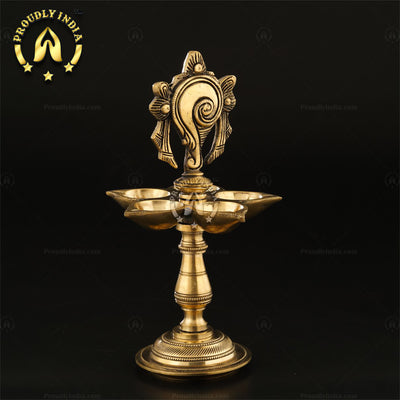 Set of 2 Brass Shank Chakra with 5 face Wick Diya