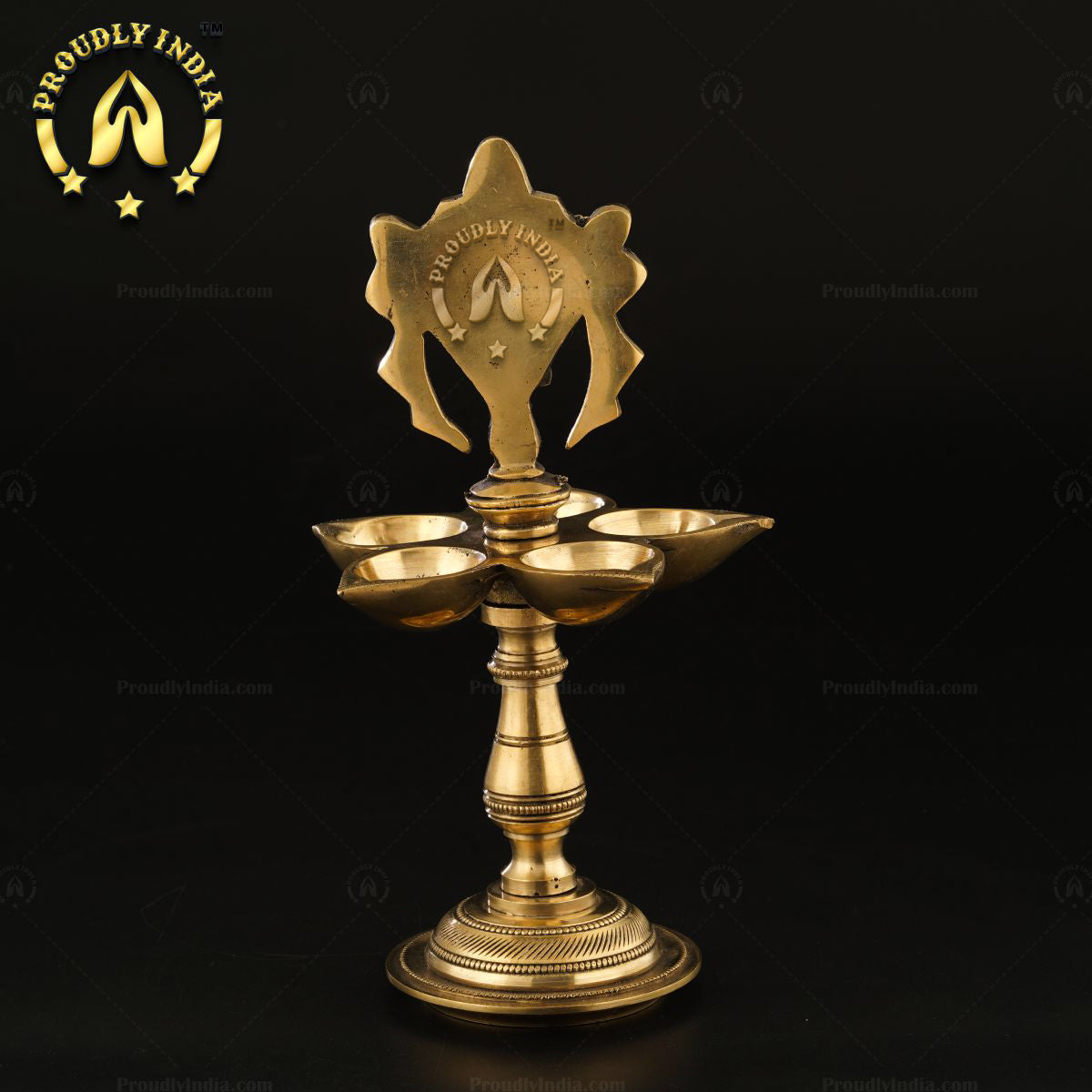 Set of 2 Brass Shank Chakra with 5 face Wick Diya