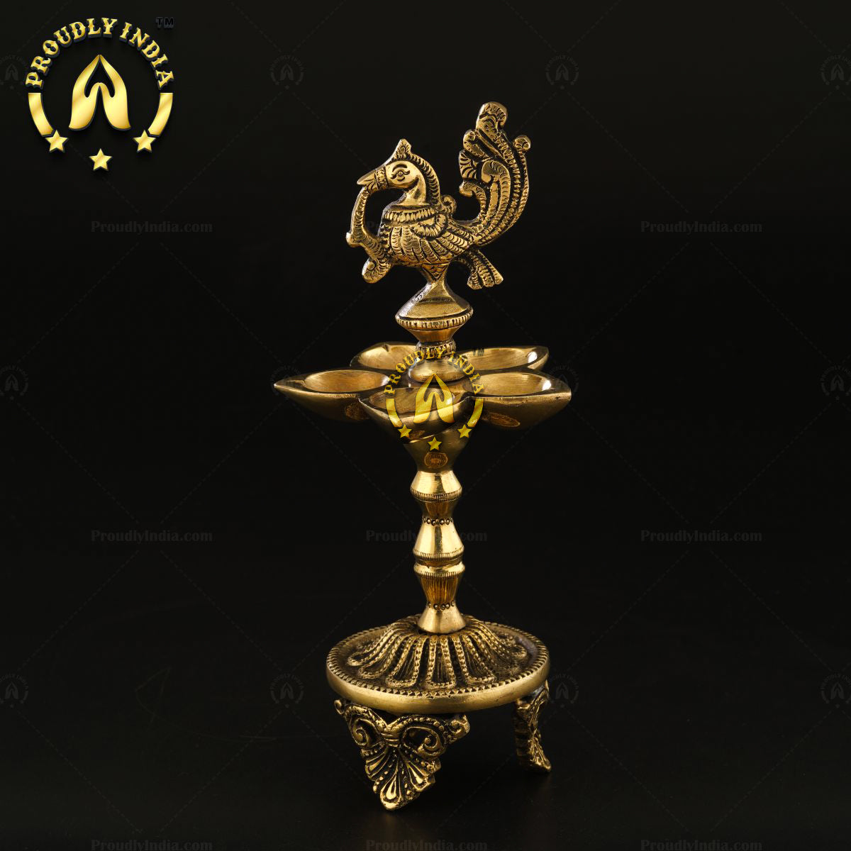 Set of 2 Brass Antique Finish Brass Annam 5 wick Lamp.