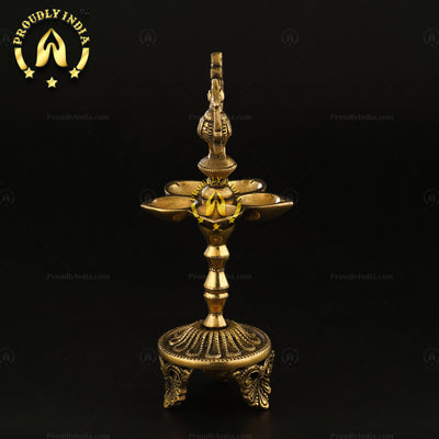 Set of 2 Brass Antique Finish Brass Annam 5 wick Lamp.