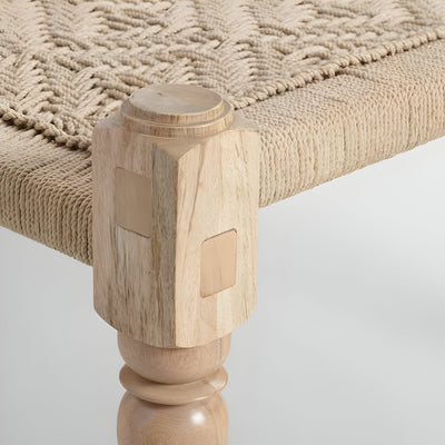 Natural Wood Beige Rope Daybed