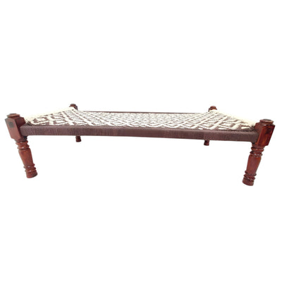 Brown and White Pattern Wooden Charpai