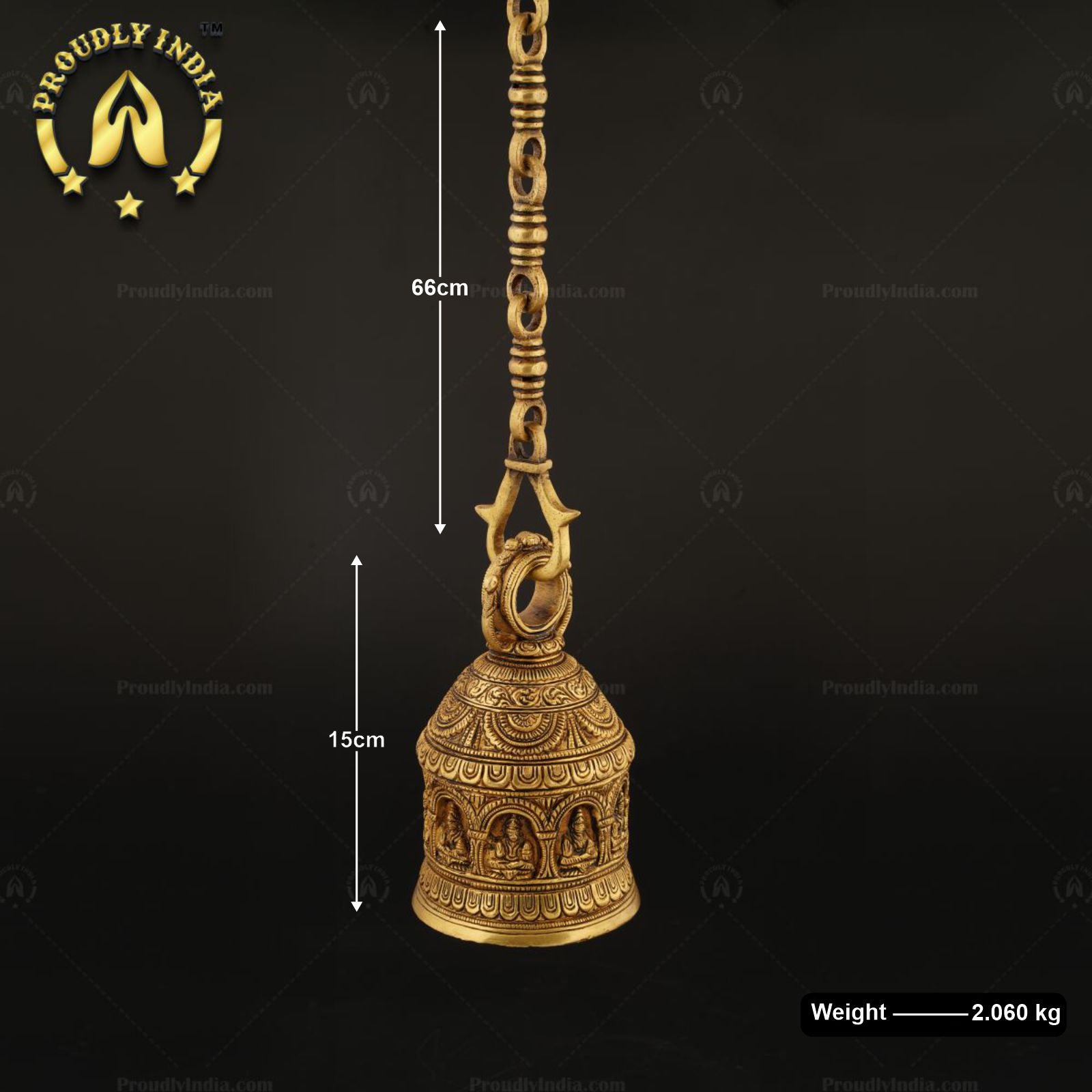 Brass Navagraha Temple Hanging Bell With Chain