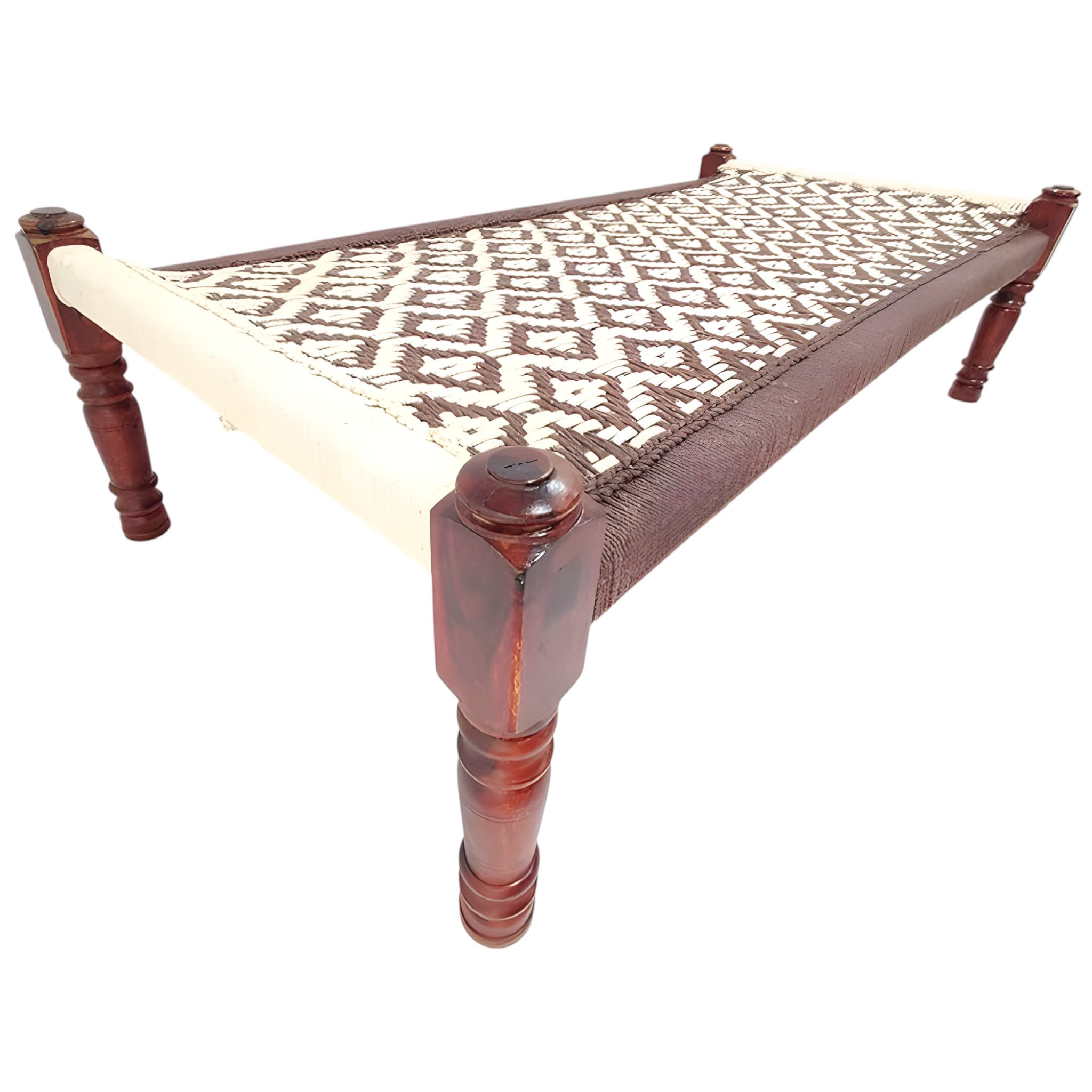 Brown and White Pattern Wooden Charpai