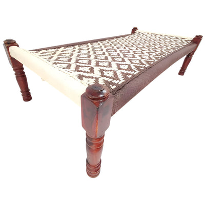 Brown and White Pattern Wooden Charpai