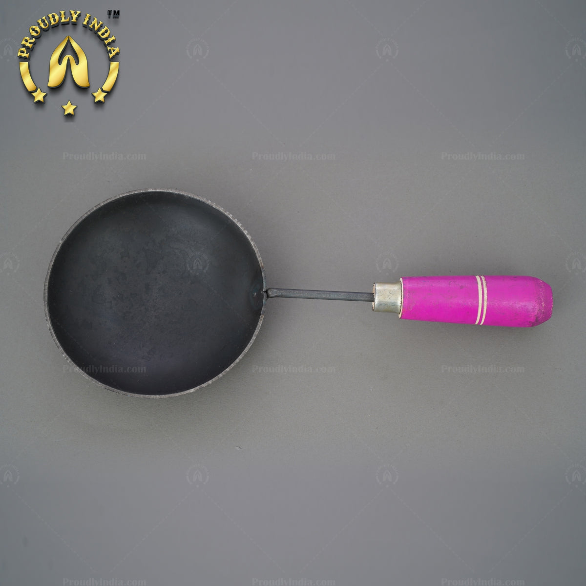 Colourful Wooden Handle Pure Iron Tadka Pan